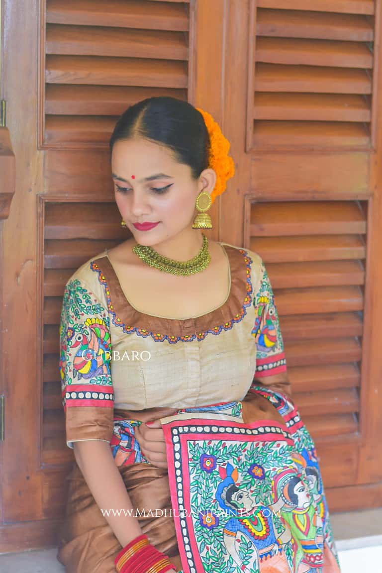 SHAMBHAVI Handpainted Madhubani Tussar Silk Blouse — image 3 of 7