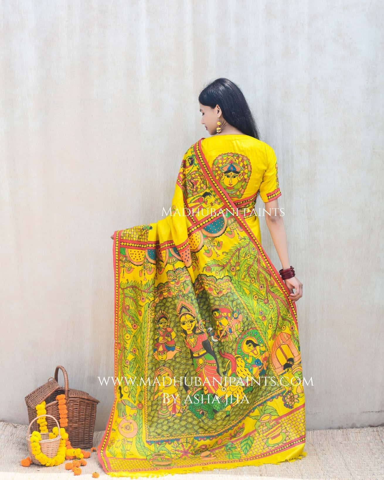'DIVYANI' Handpainted Madhubani Tussar Silk Saree — image 6 of 7