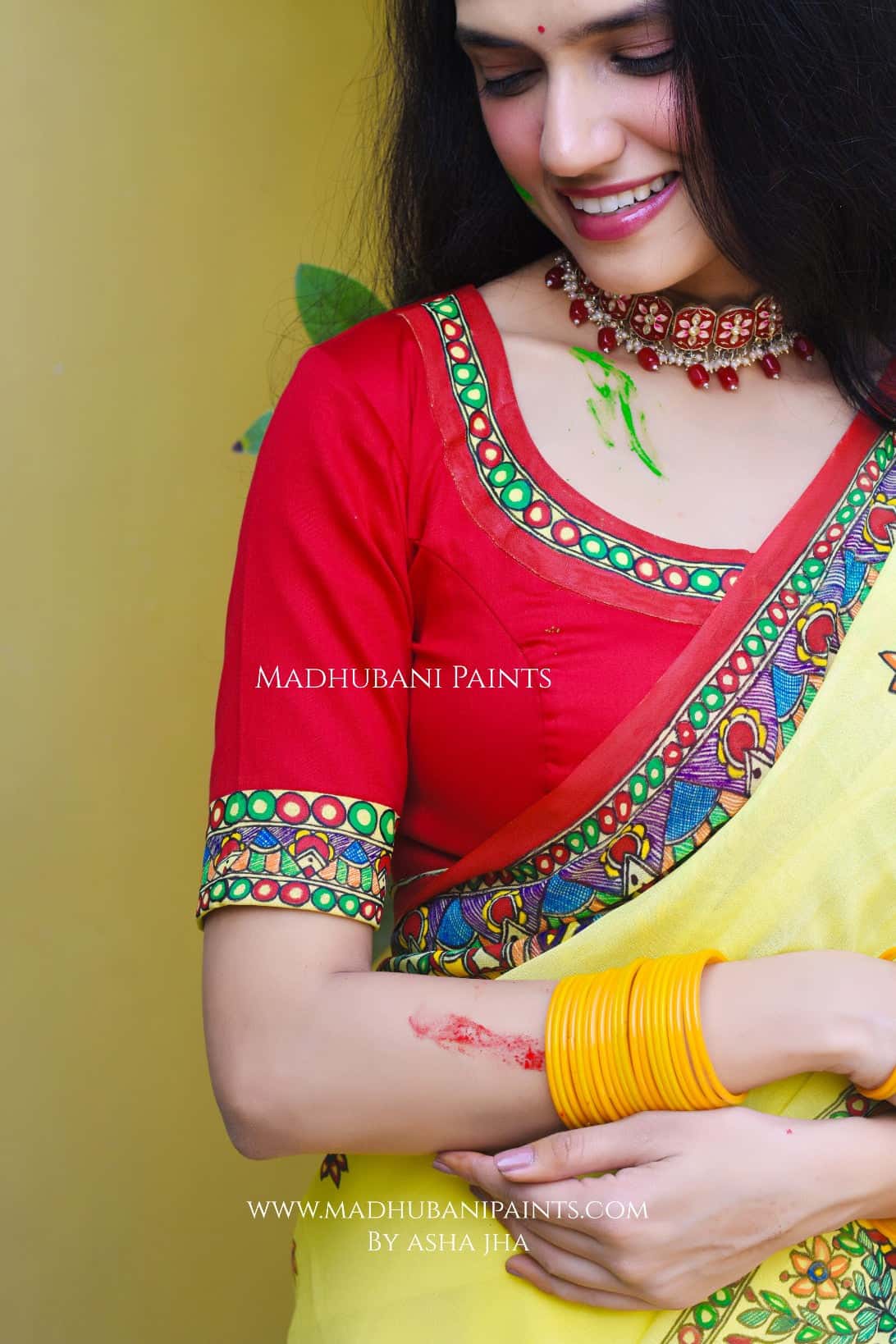 PHAGUA Handpainted Madhubani Georgette Blouse — image 3 of 4