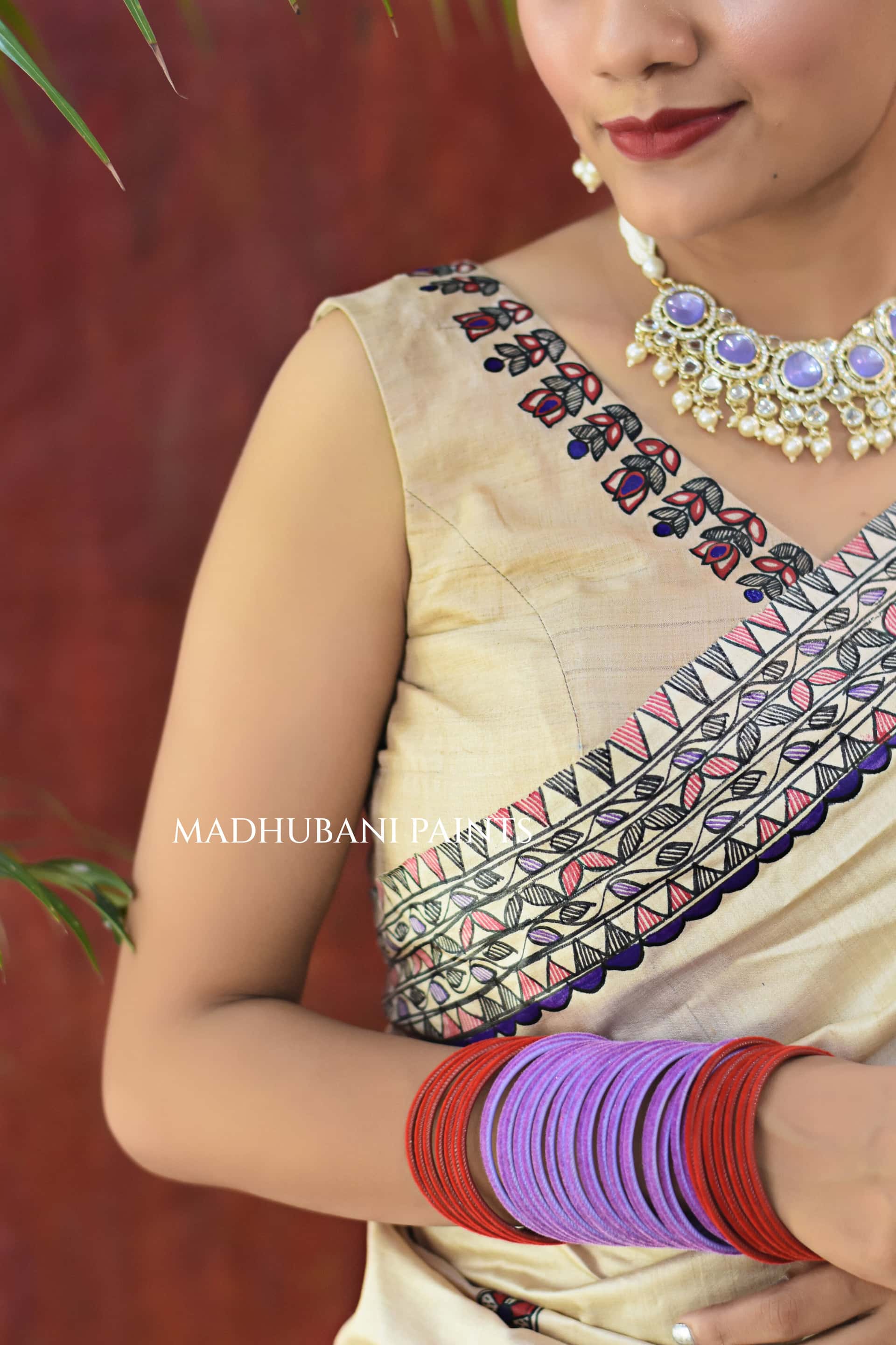 MITHILA Handpainted Madhubani Saree — image 8 of 9