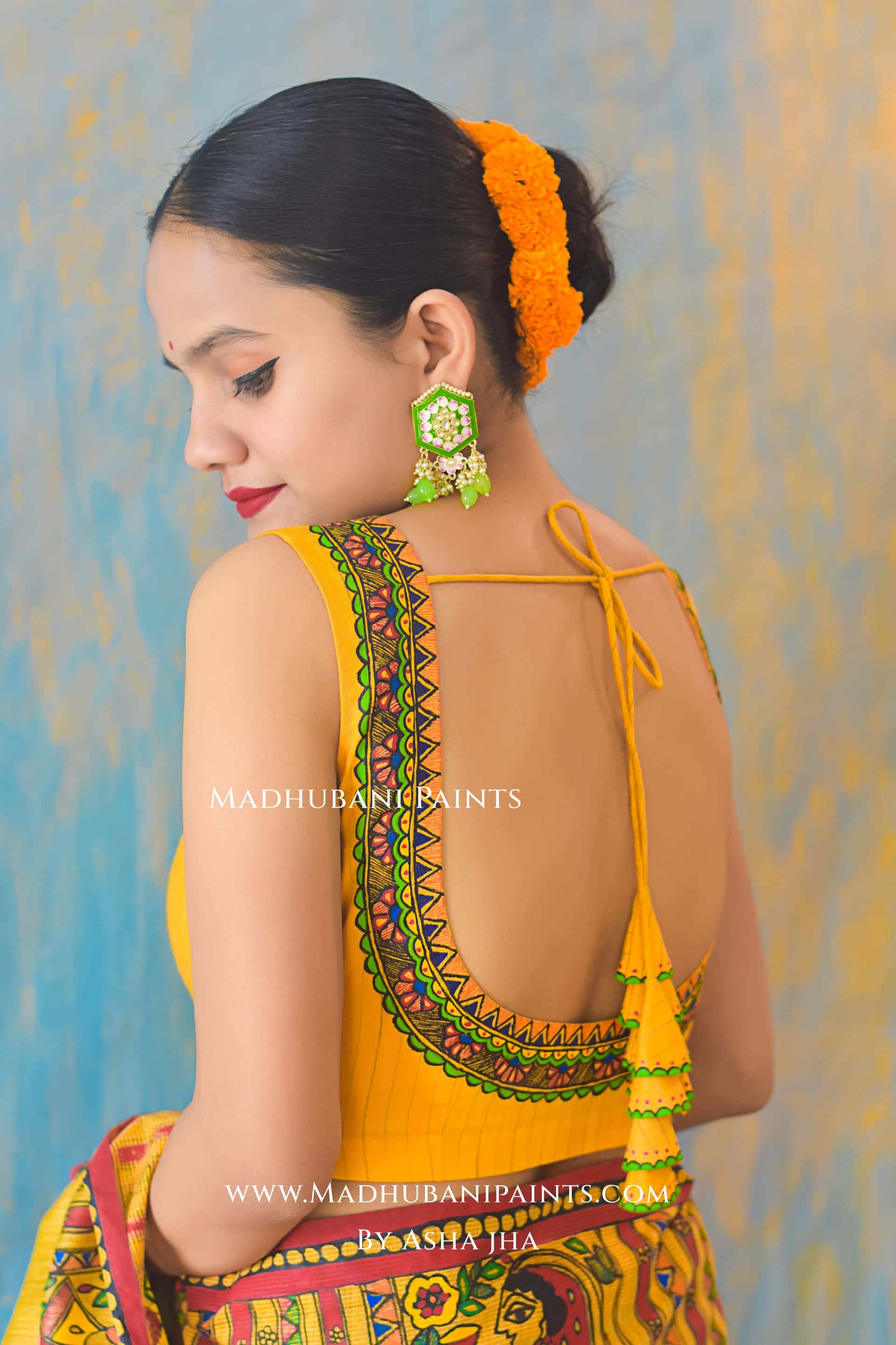 KAMESHWARI Madhubani Hand-painted Chanderi Silk Blouse — image 6 of 9