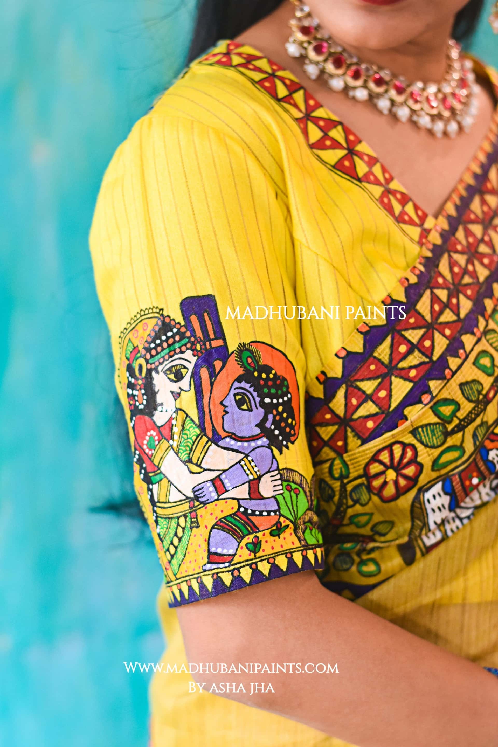 NANDLAAL KANHAIYA Handpainted Madhubani Chanderi Silk Blouse — image 2 of 4