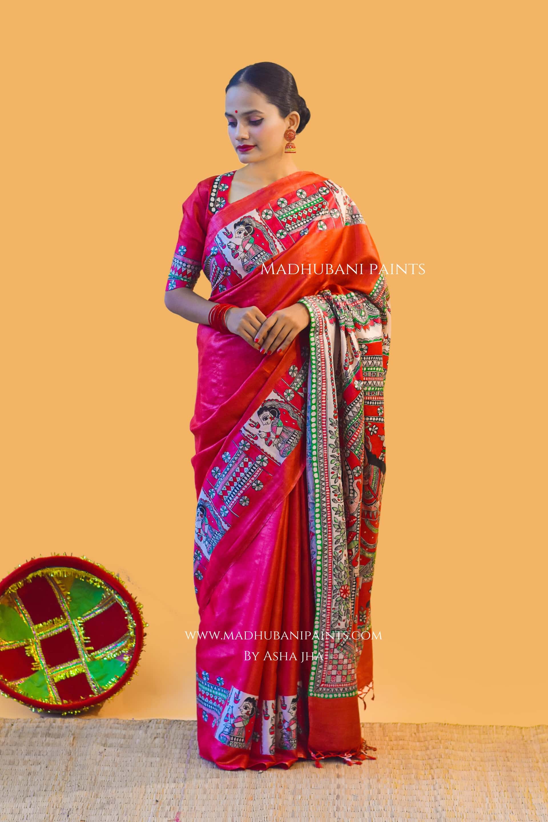LAAL NARAYANI Hand-painted Tussar Silk Saree Blouse Set — image 4 of 15