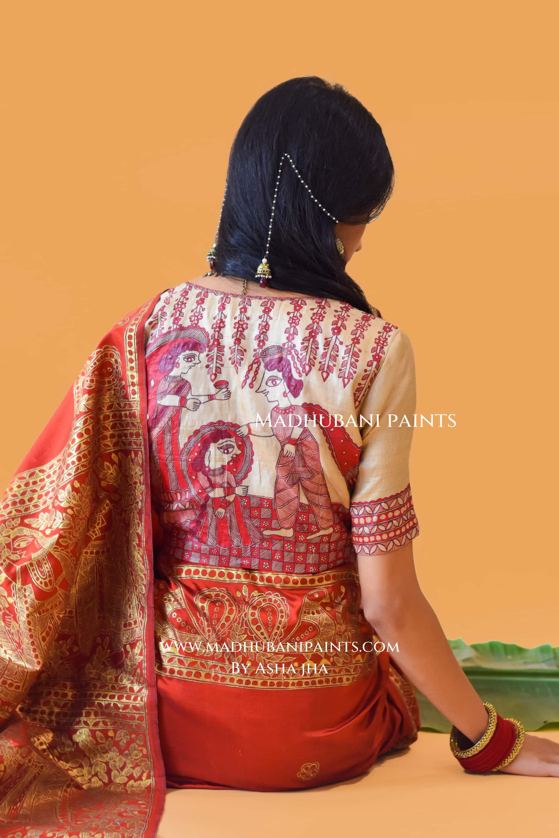 KANYADAAN Hand-painted Madhubani Bishnupuri Silk Blouse — image 5 of 13