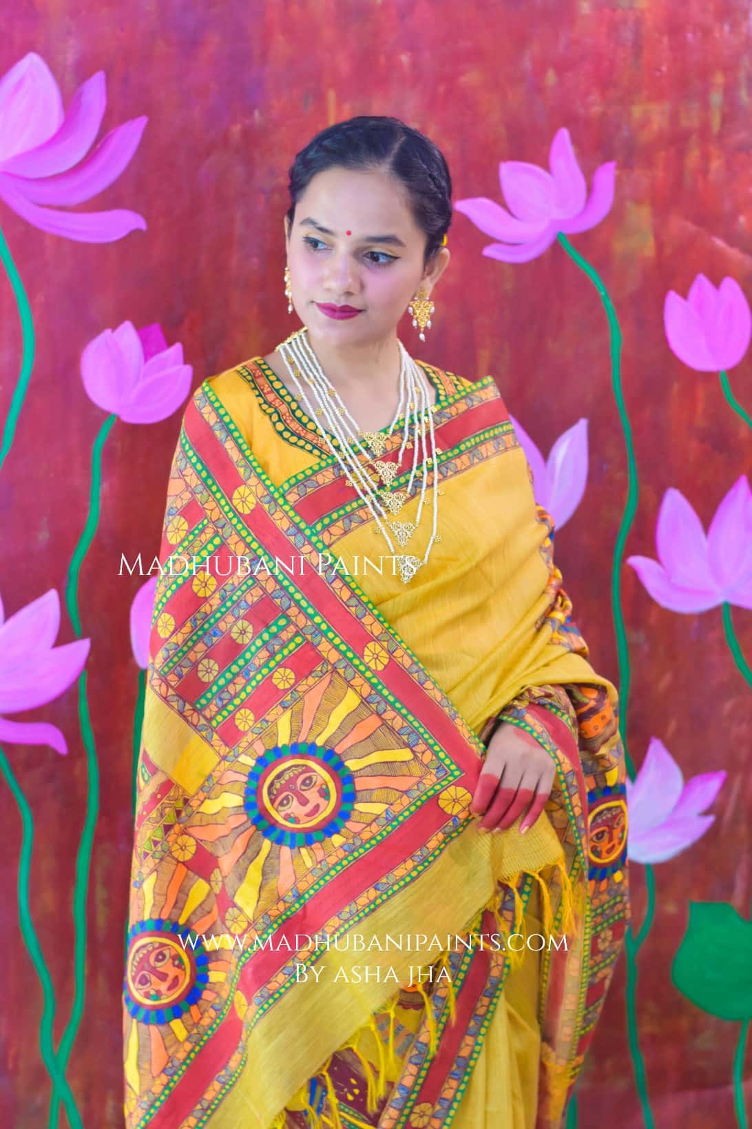 CHHATH MAHOTSAV Handpainted Madhubani Chanderi Saree — image 7 of 7