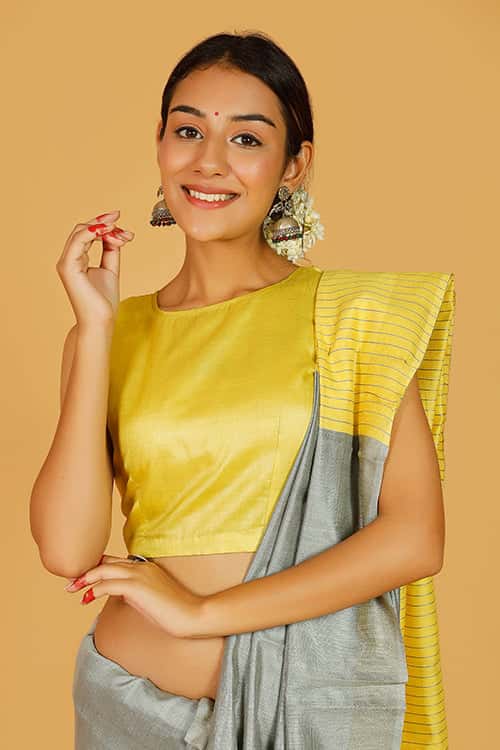 'Judwa Mayuri' Handpainted Madhubani Pure Silk Blouse — image 2 of 5