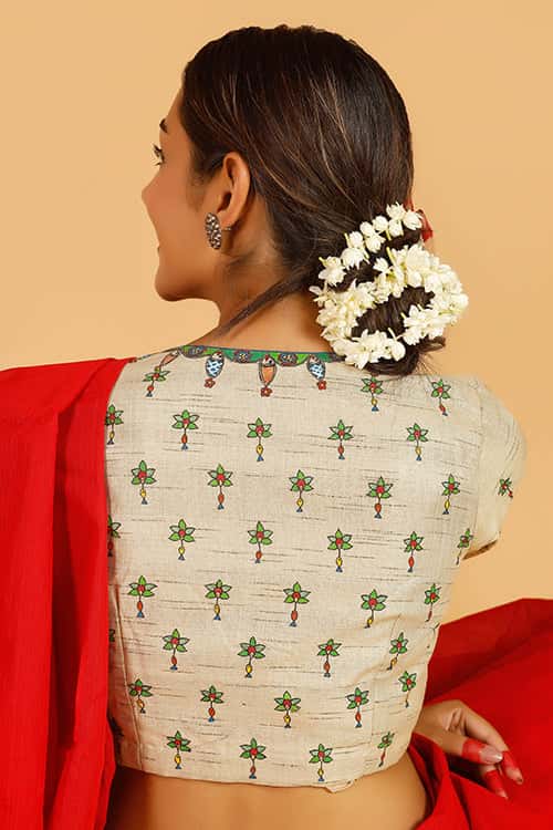 'Spanda' Handpainted Madhubani Cotton Blouse — image 6 of 8