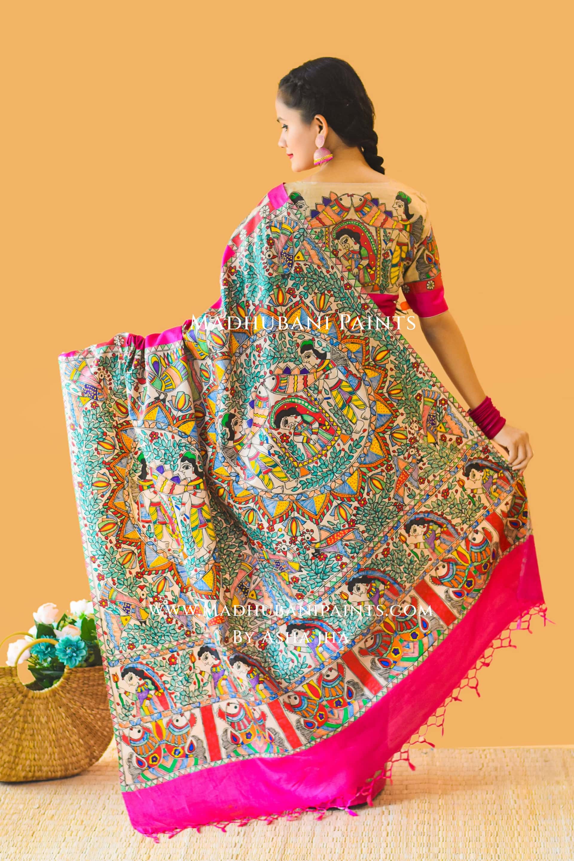 PAVAN VIVAAH Hand-painted Madhubani Tussar Silk Saree — image 4 of 4