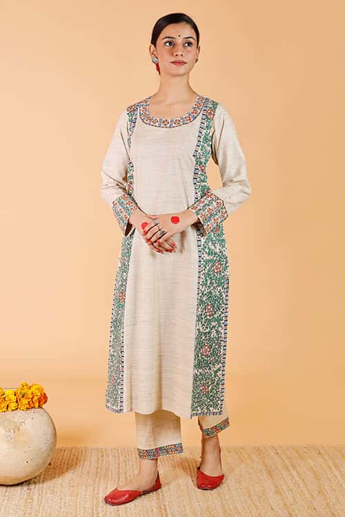 'Mithila Baag' Handpainted Madhubani cotton Kurta — image 2 of 10