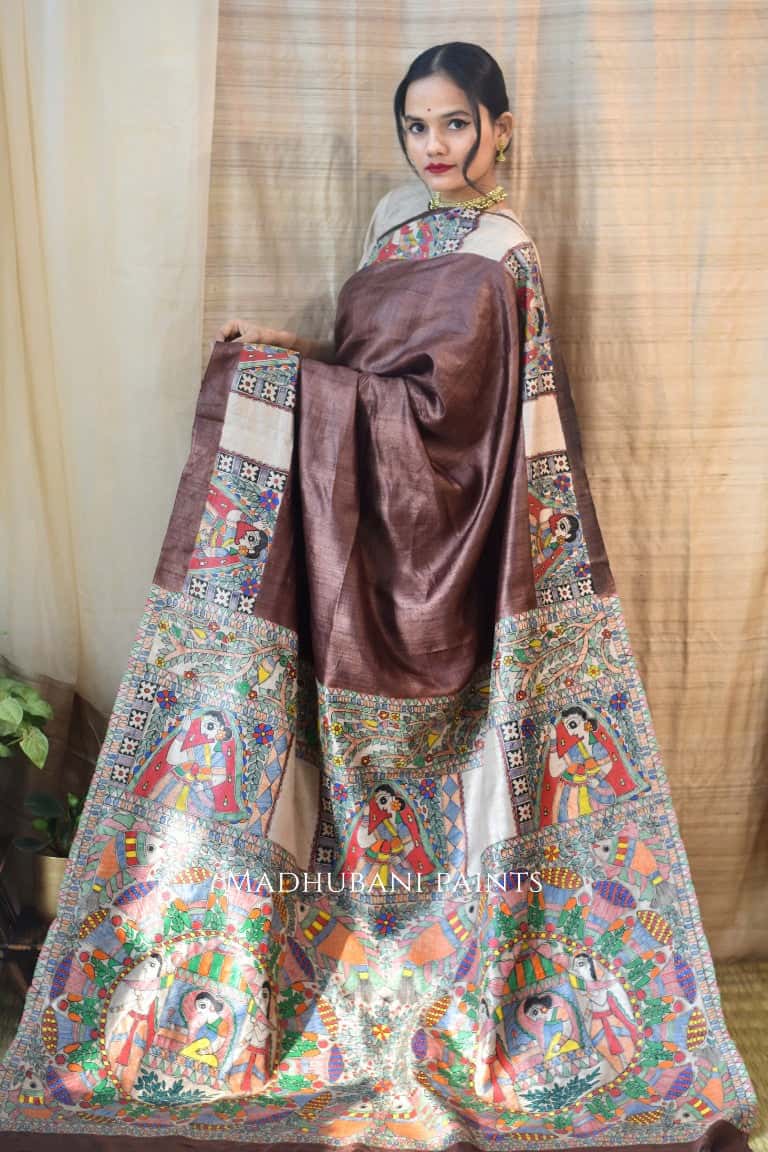 Madhubani Handpainted Mithila Doli Saree Blouse Set — image 2 of 5