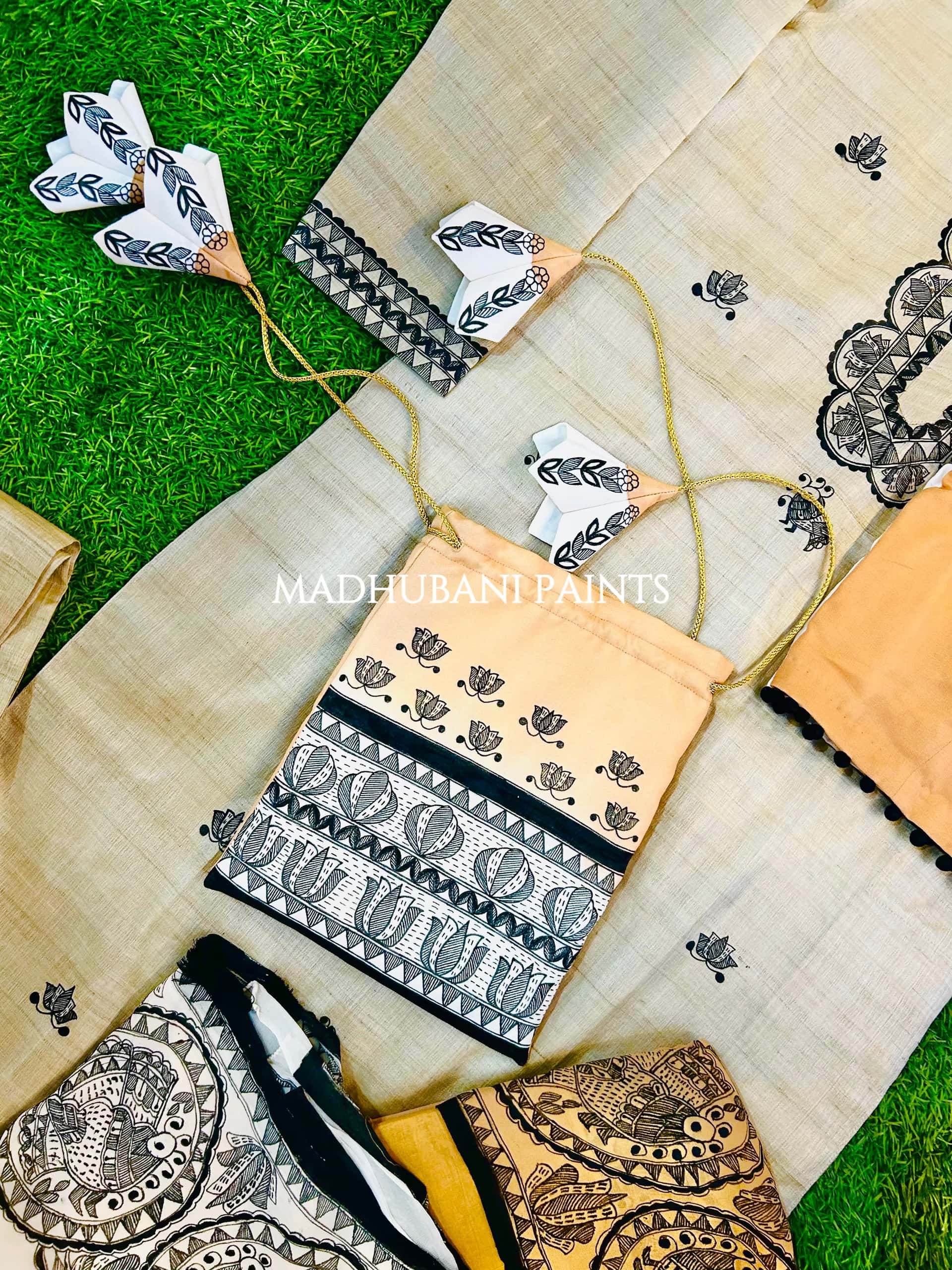 PANKHI Handpainted Madhubani Georgette Family Set — image 15 of 19
