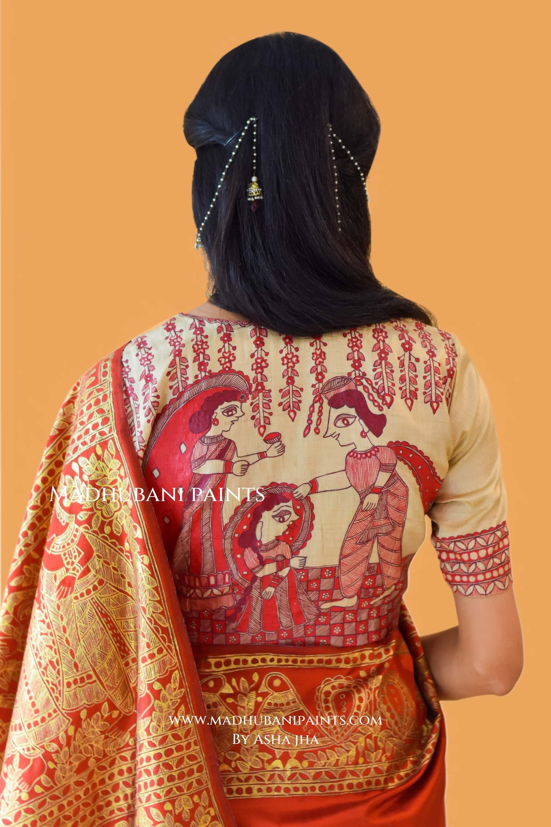 KANYADAAN Hand-painted Madhubani Bishnupuri Silk Blouse — image 2 of 13