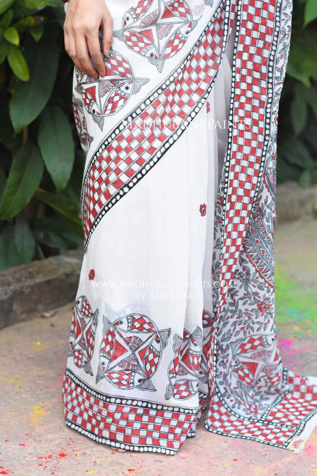 KALRAV Hand-painted Madhubani Georgette  Saree — image 6 of 6
