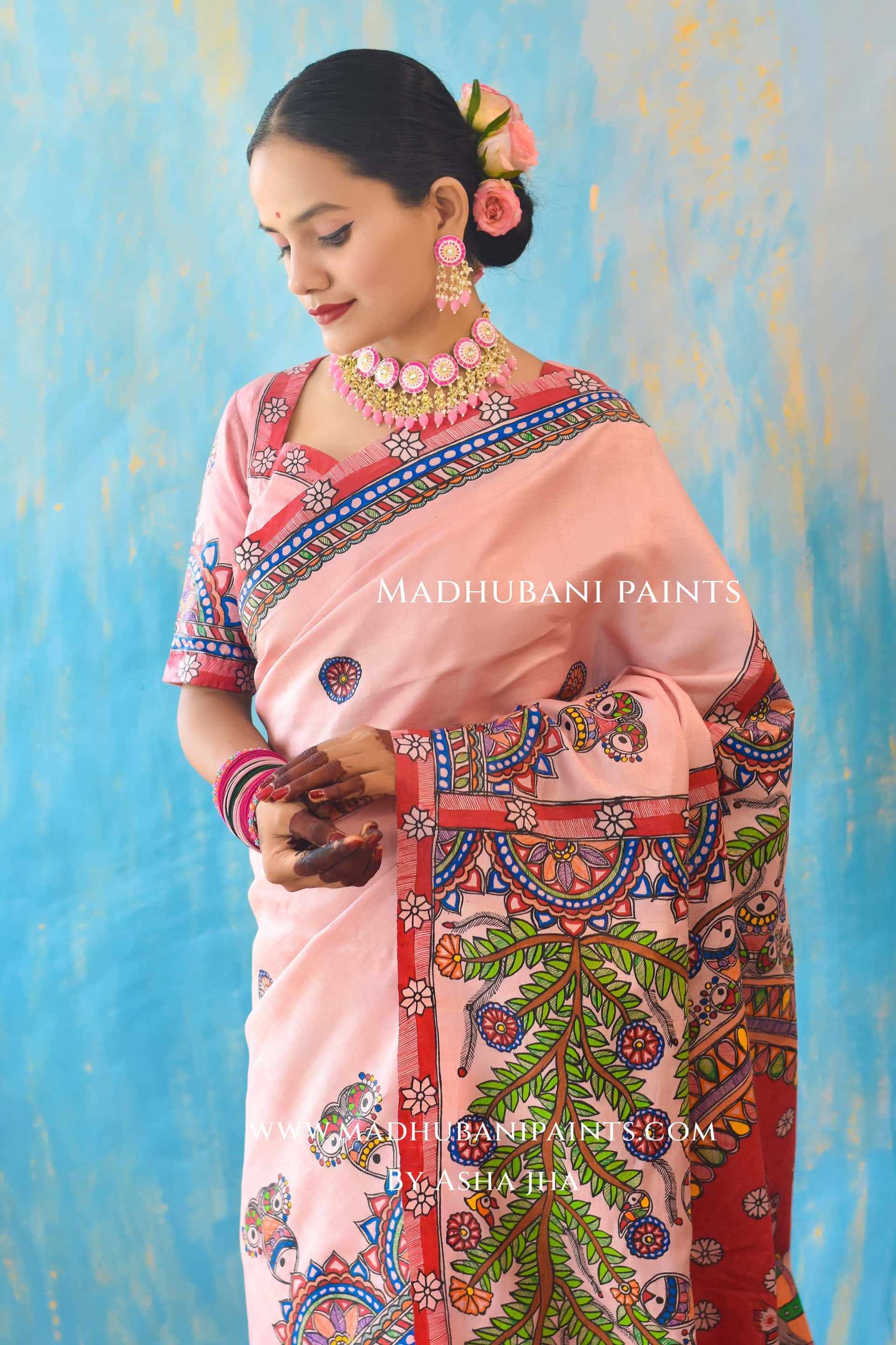 PADAMSUNDARI Hand-painted Madhubani Tussar Silk Saree — image 7 of 7
