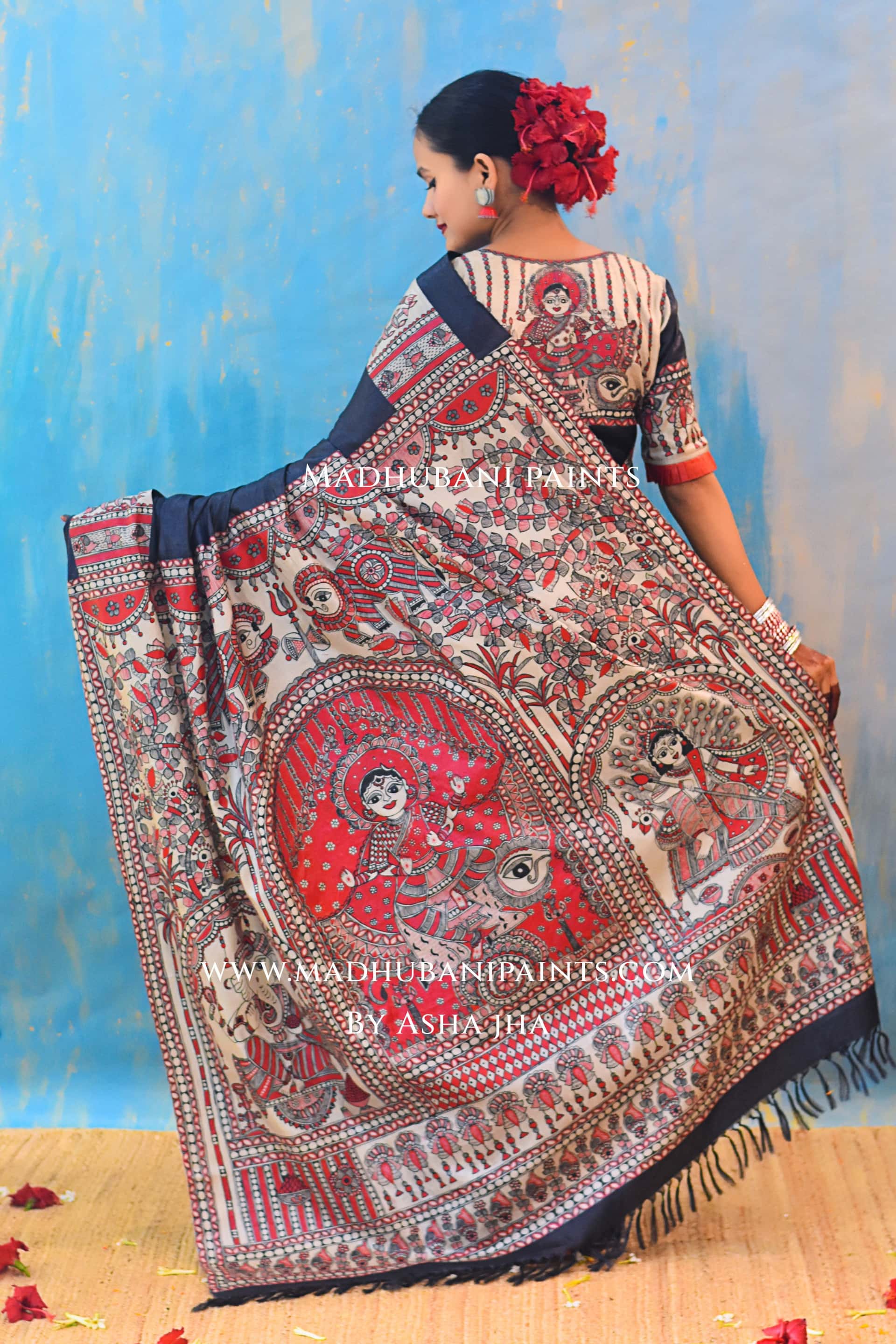 SHAMBHAVI Hand-painted Tussar Silk Saree — image 7 of 9