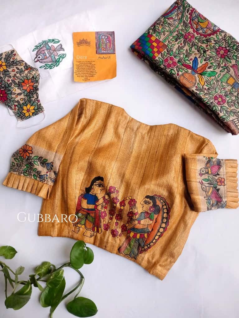 Handpainted 'Sita Maa Swayamvara' Madhubani Blouse — image 2 of 4