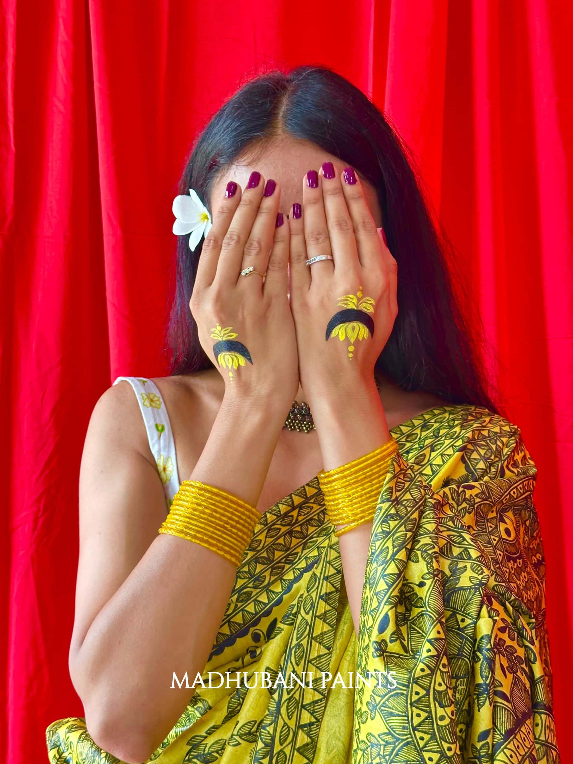 MAYUR MANDALI Full Handpainted Madhubani Saree — image 9 of 12