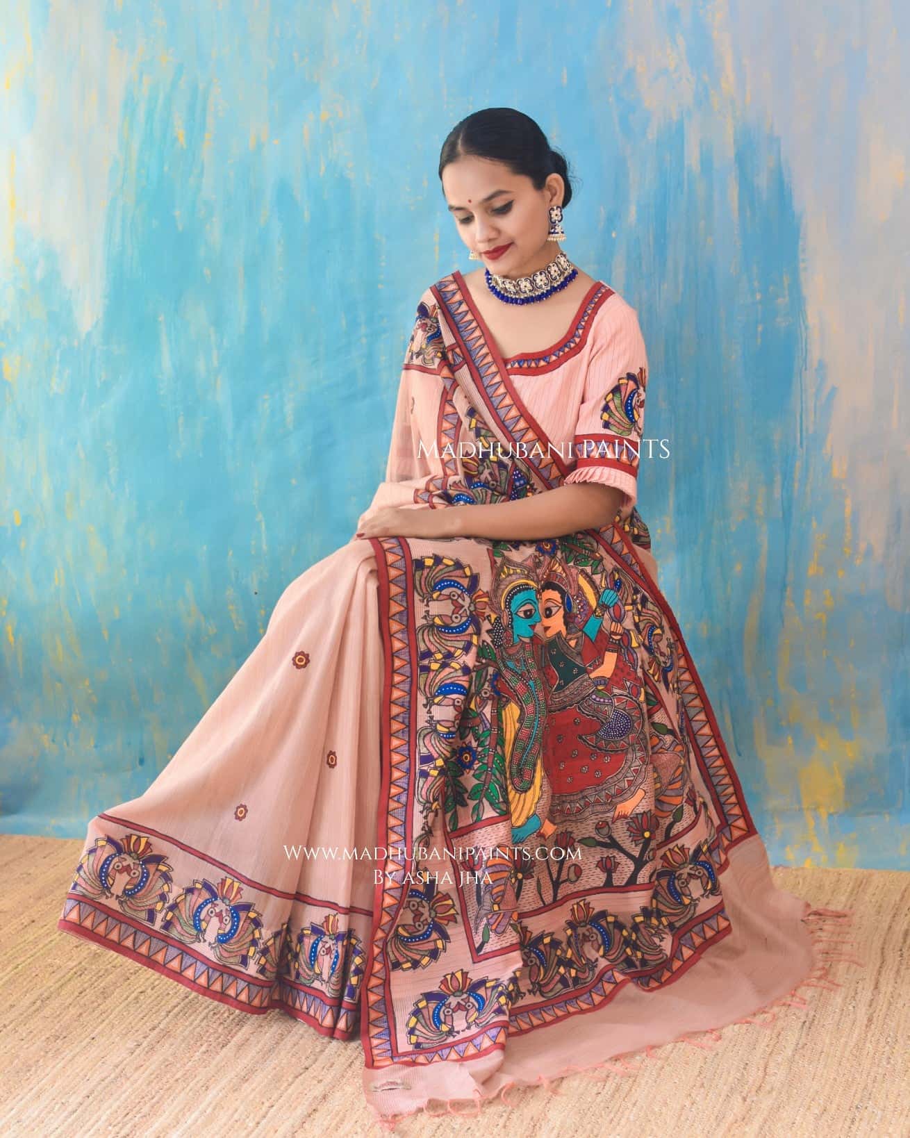 LEELA LAVANYA Hand-painted Madhubani Chanderi Saree — image 2 of 6