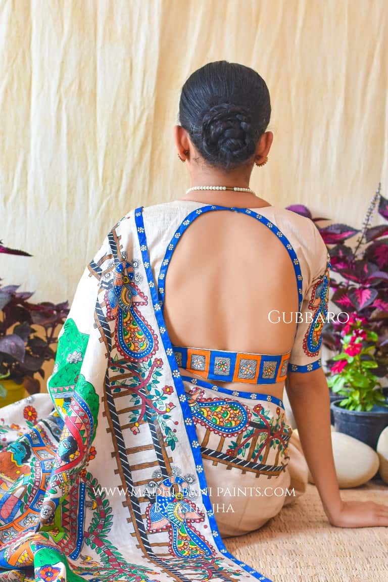 RAILGADI HandpaintedMadhubani Tussar Silk Blouse