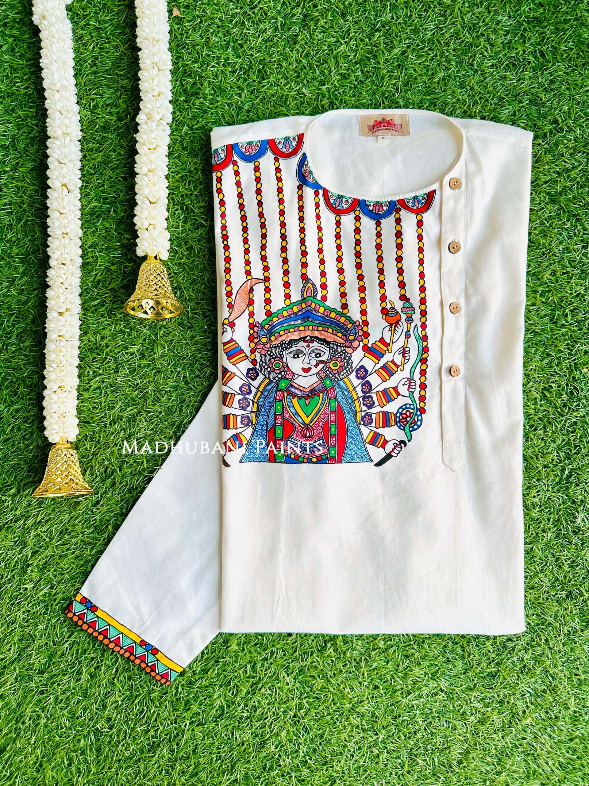 ROOPAVARDHINI Hand-painted  Madhubani Men's Cotton Kurta — image 2 of 4