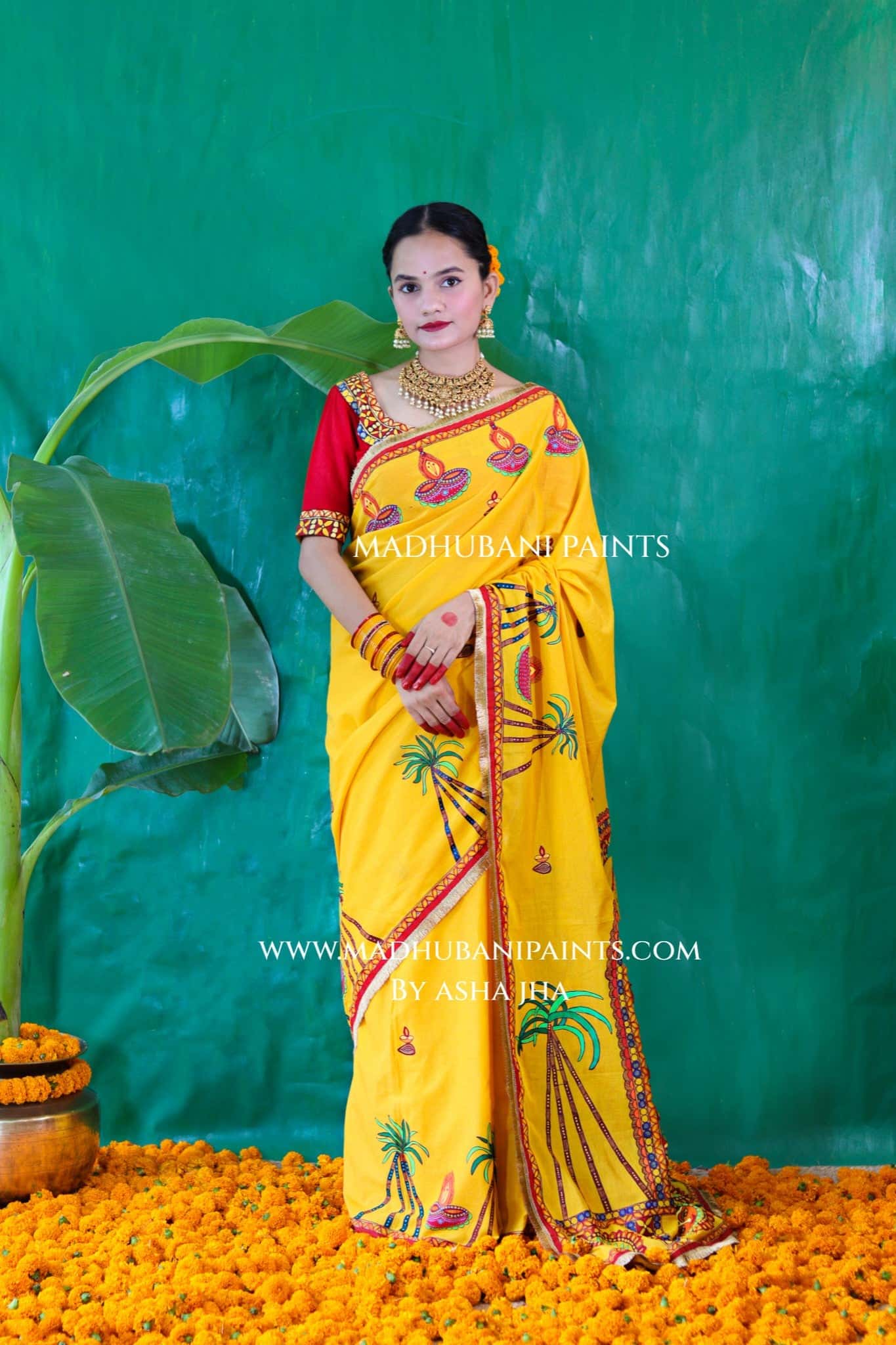 CHHATH PARV Hand painted Madhubani Cotton Saree — image 7 of 9