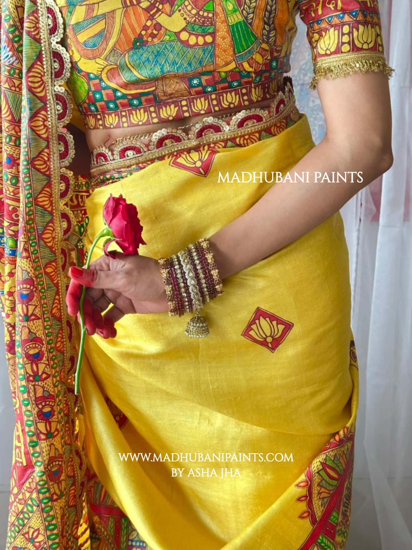 MITHILA WEDDING Hand-painted Madhubani Tussar Silk Saree — image 6 of 12