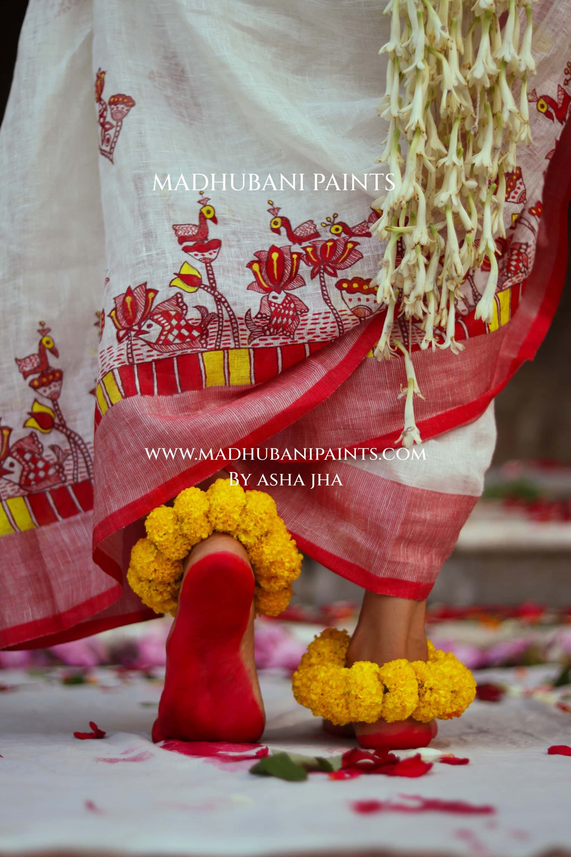 KAMLA Handpainted Linen Madhubani Saree Blouse Set — image 17 of 18