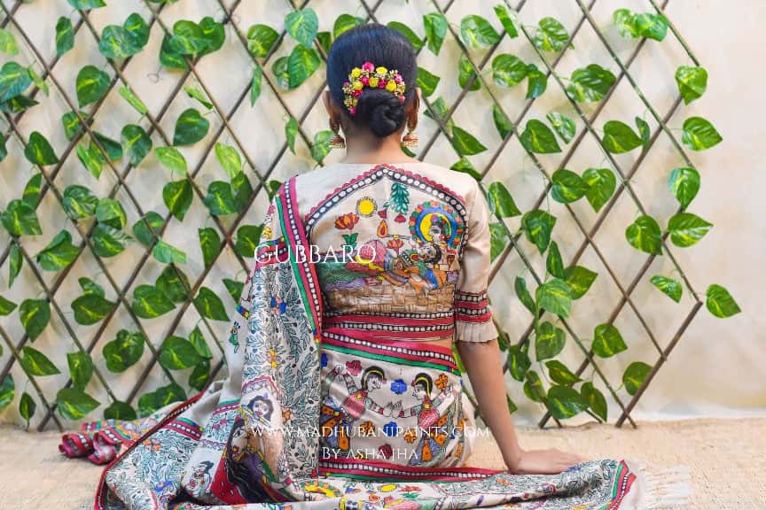 NANDGOPALA RADHA' Handpainted Madhubani Tussar Silk Blouse — image 5 of 7