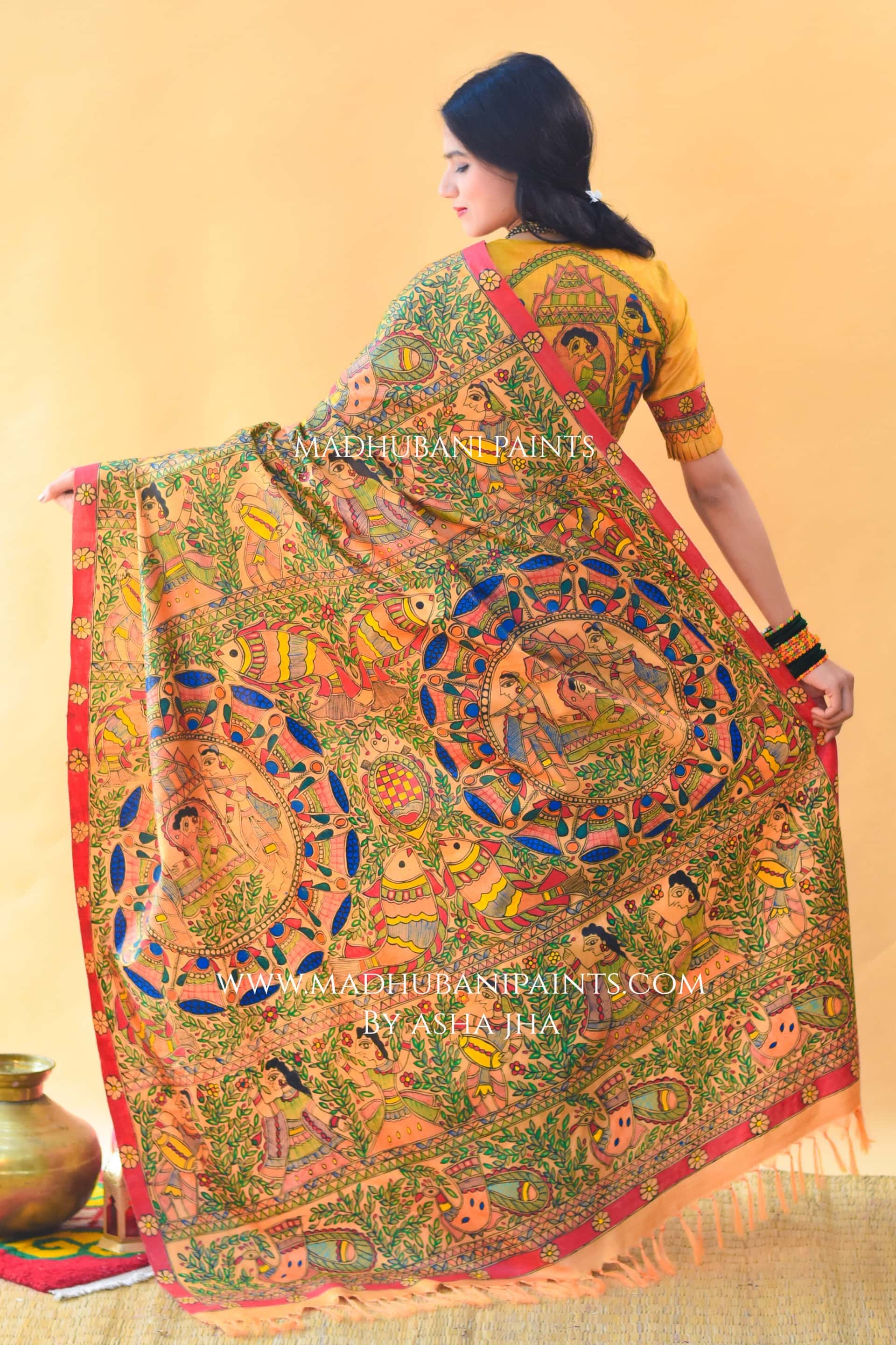 SAUBHAGYA Hand-painted Tussar Silk Saree — image 6 of 7