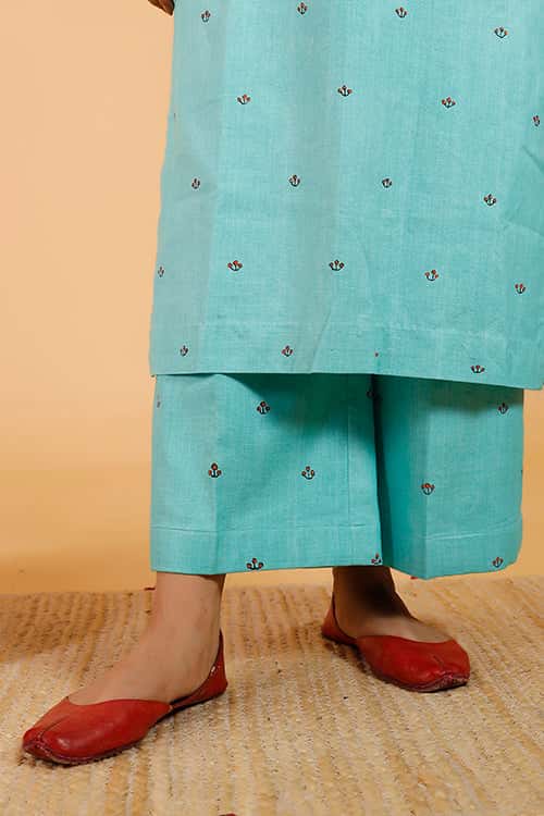 'Pushpam Priye' Handpainted Madhubani Cotton Palazzo — image 2 of 2