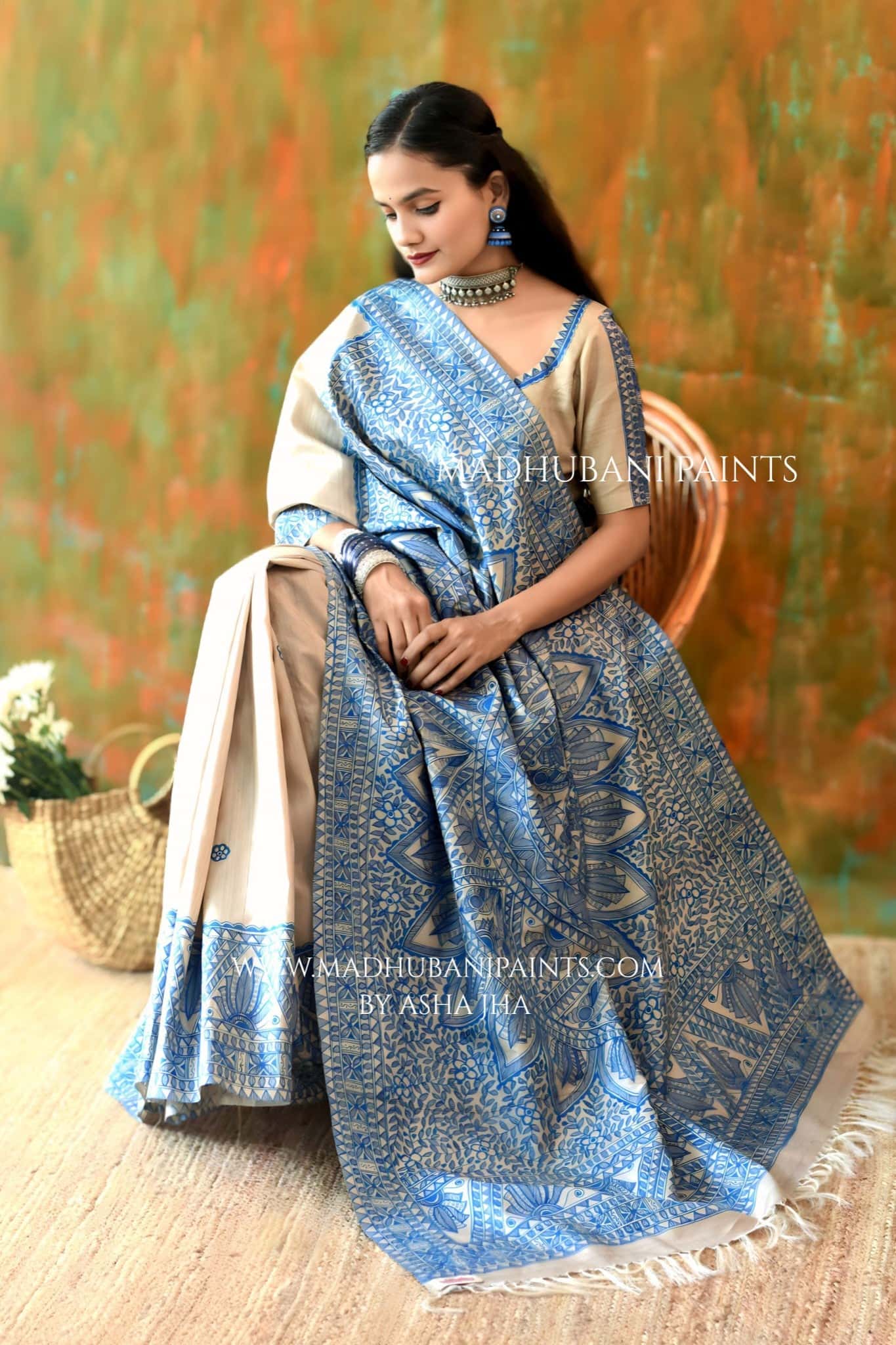 KAMAL LEELA Hand-painted Madhubani Tussar Silk Saree — image 6 of 7