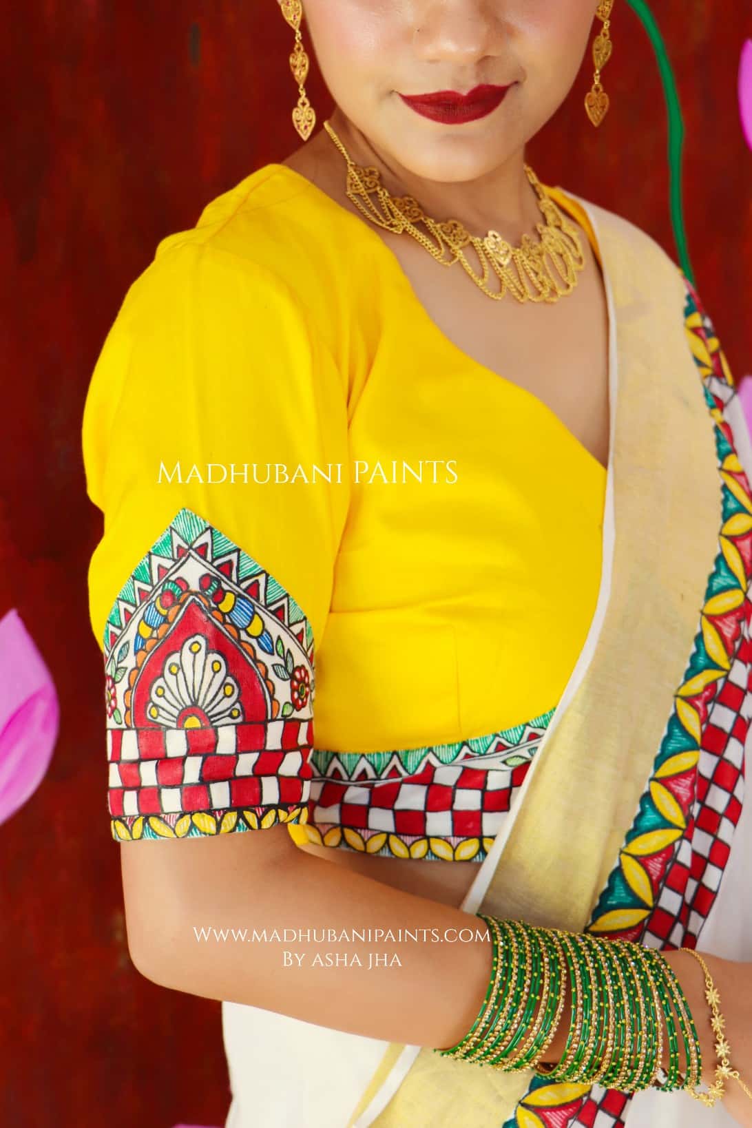'ROOPVARDHINI' Handpainted Madhubani Cotton Blouse — image 3 of 5