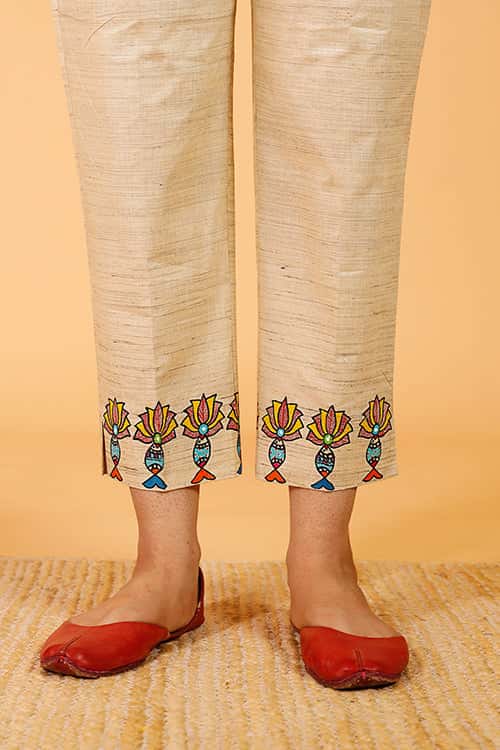 'Surmai Kamal' Handpainted Madhubani Cotton Pant — image 3 of 3