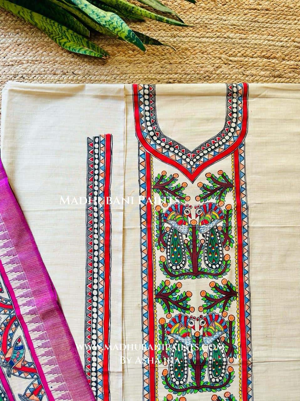 Krishna Priya Hand painted Unstitched Cotton Suit Set — image 2 of 3