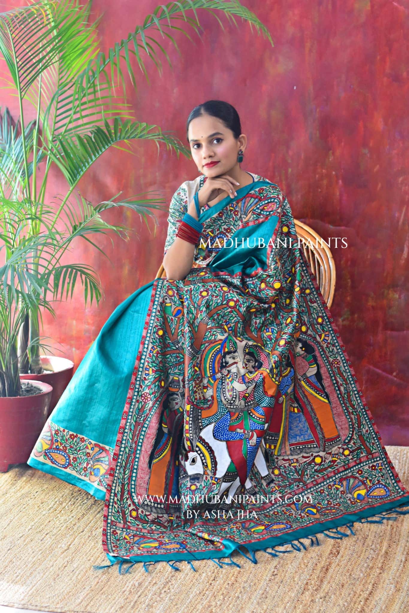 ANANDMAYI Hand-painted Madhubani Tussar Silk Saree — image 5 of 6