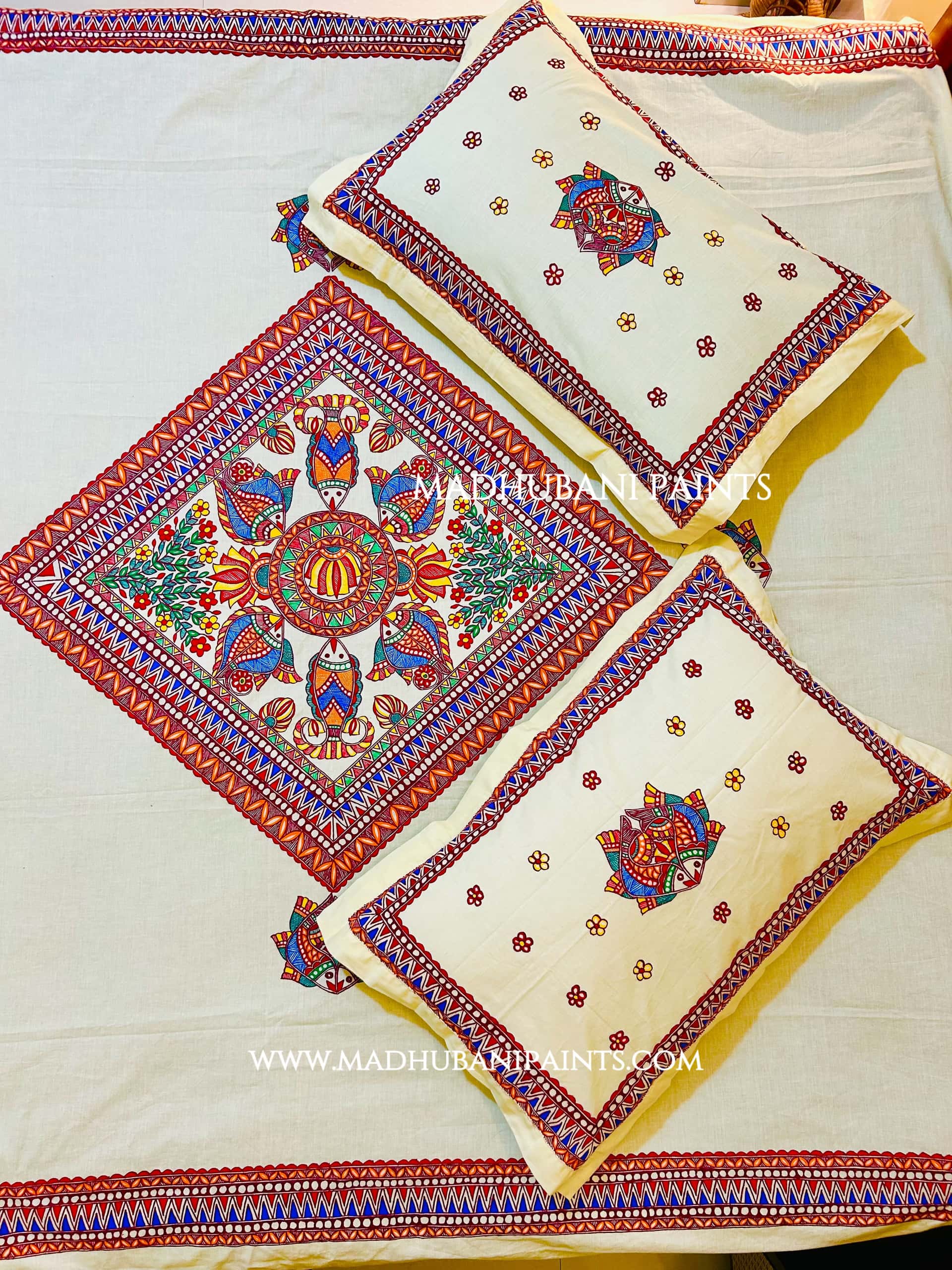 MATSYA JAAL Hand-painted Bedsheet With Pillow Cover — image 7 of 7