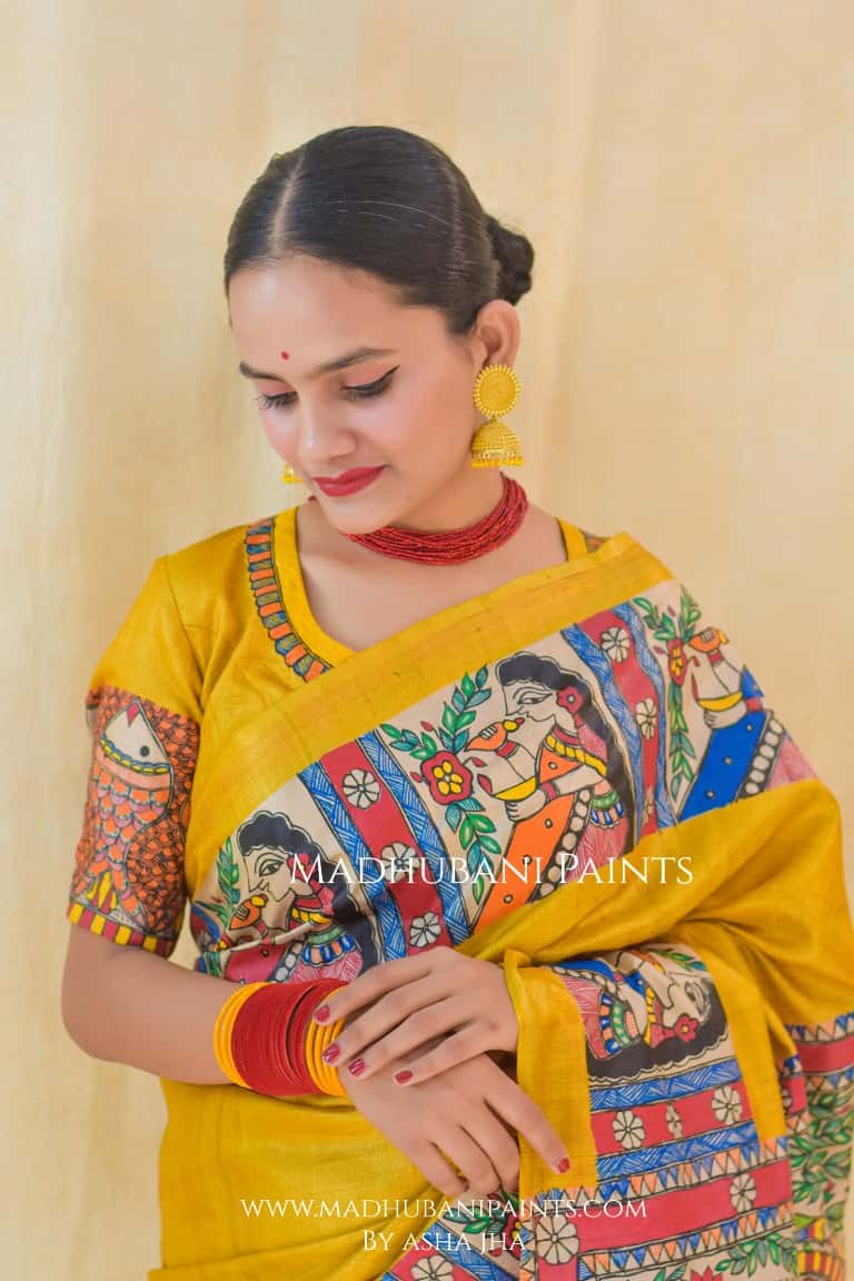 DOLI KOHBAR Handpainted Madhubani Tussar Silk Blouse — image 3 of 7