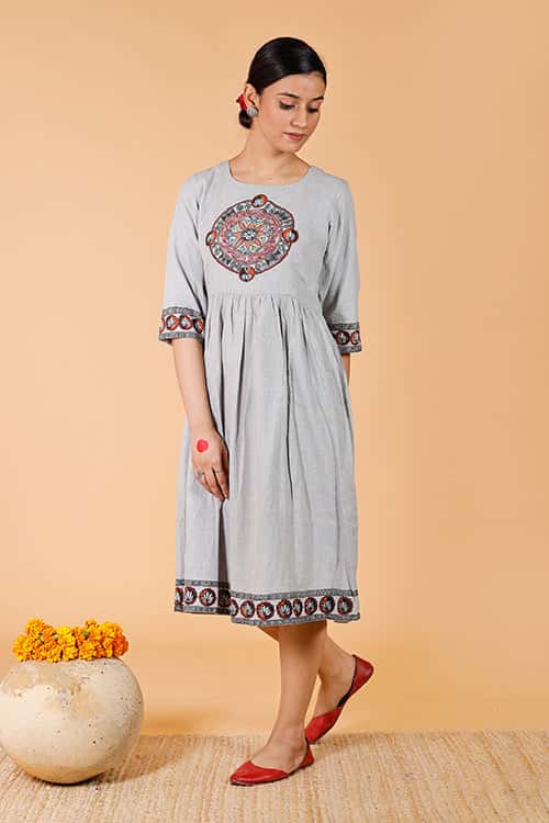'Mandara' Handpainted Madhubani Dress — image 7 of 9