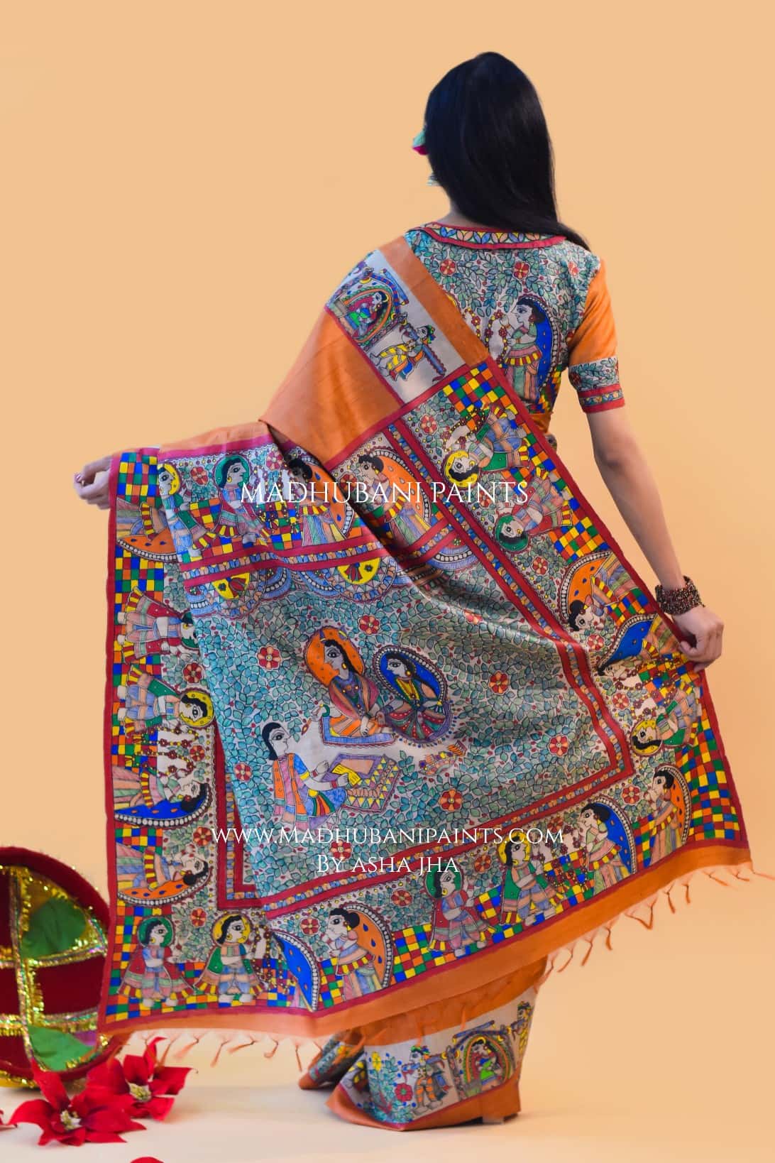 MITHILA MADAPAM Hand-painted Tussar Silk Saree — image 4 of 6