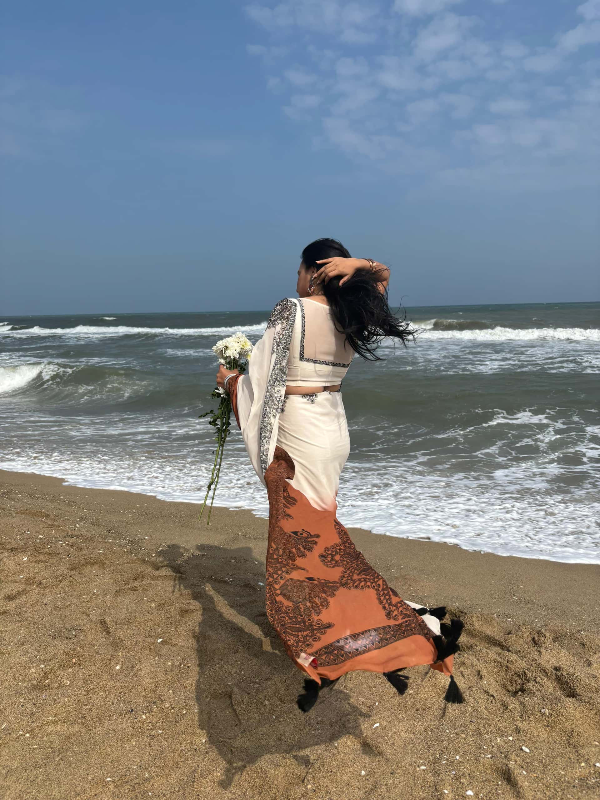 KASTURI Handpainted Madhubani Georgette Saree — image 3 of 8