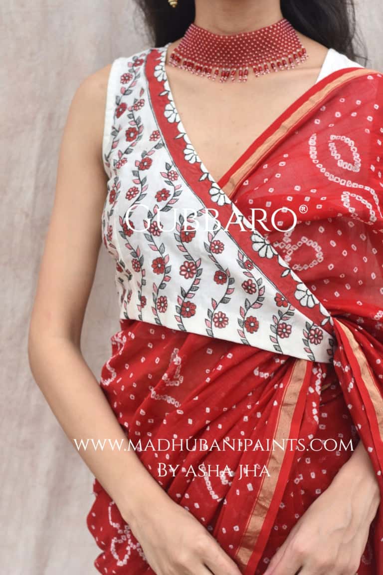 'ANANTAA' Handpainted Madhubani Chanderi Silk Blouse — image 3 of 5