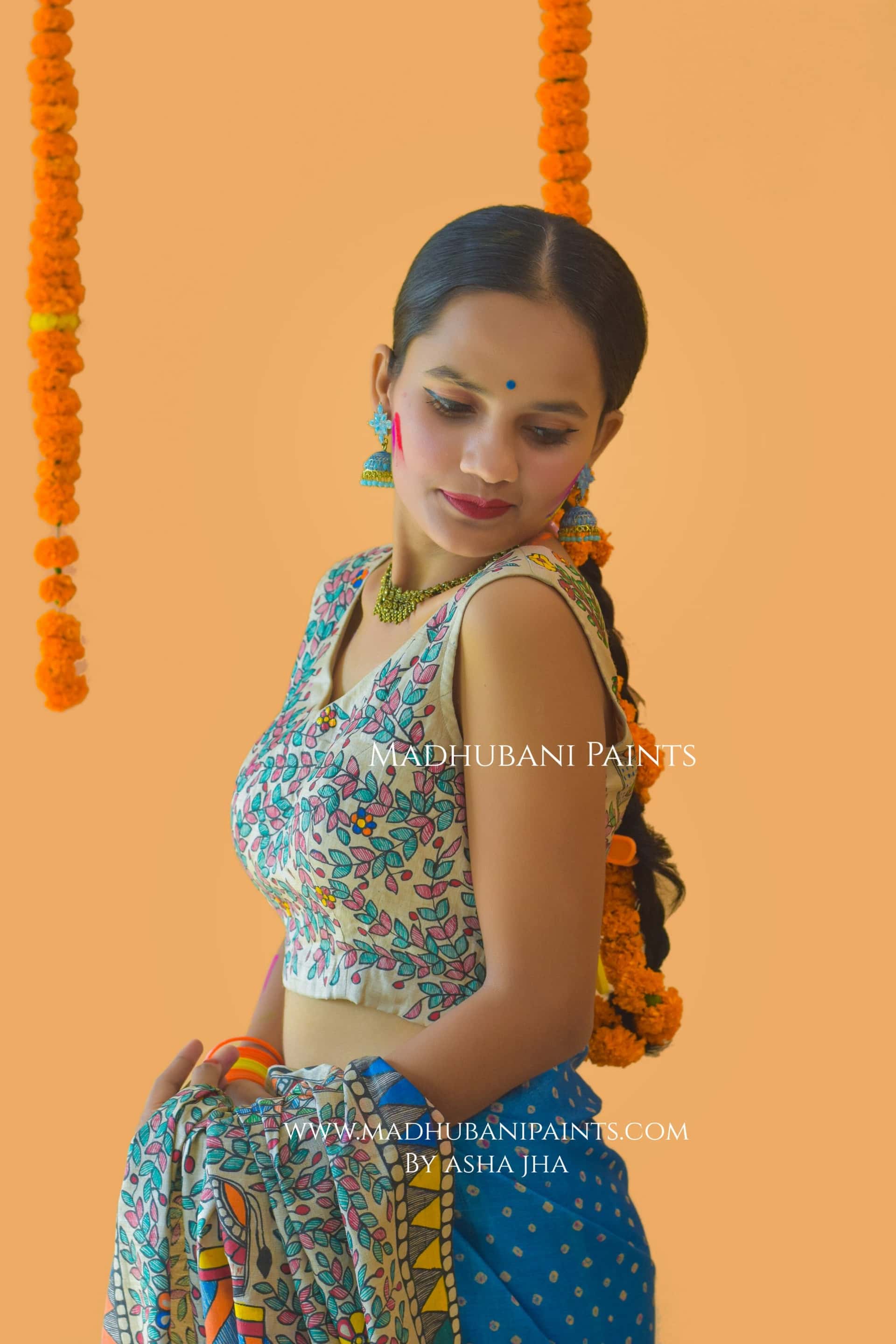 VANDURGA Hand-painted Madhubani Bandhini Blouse — image 4 of 8
