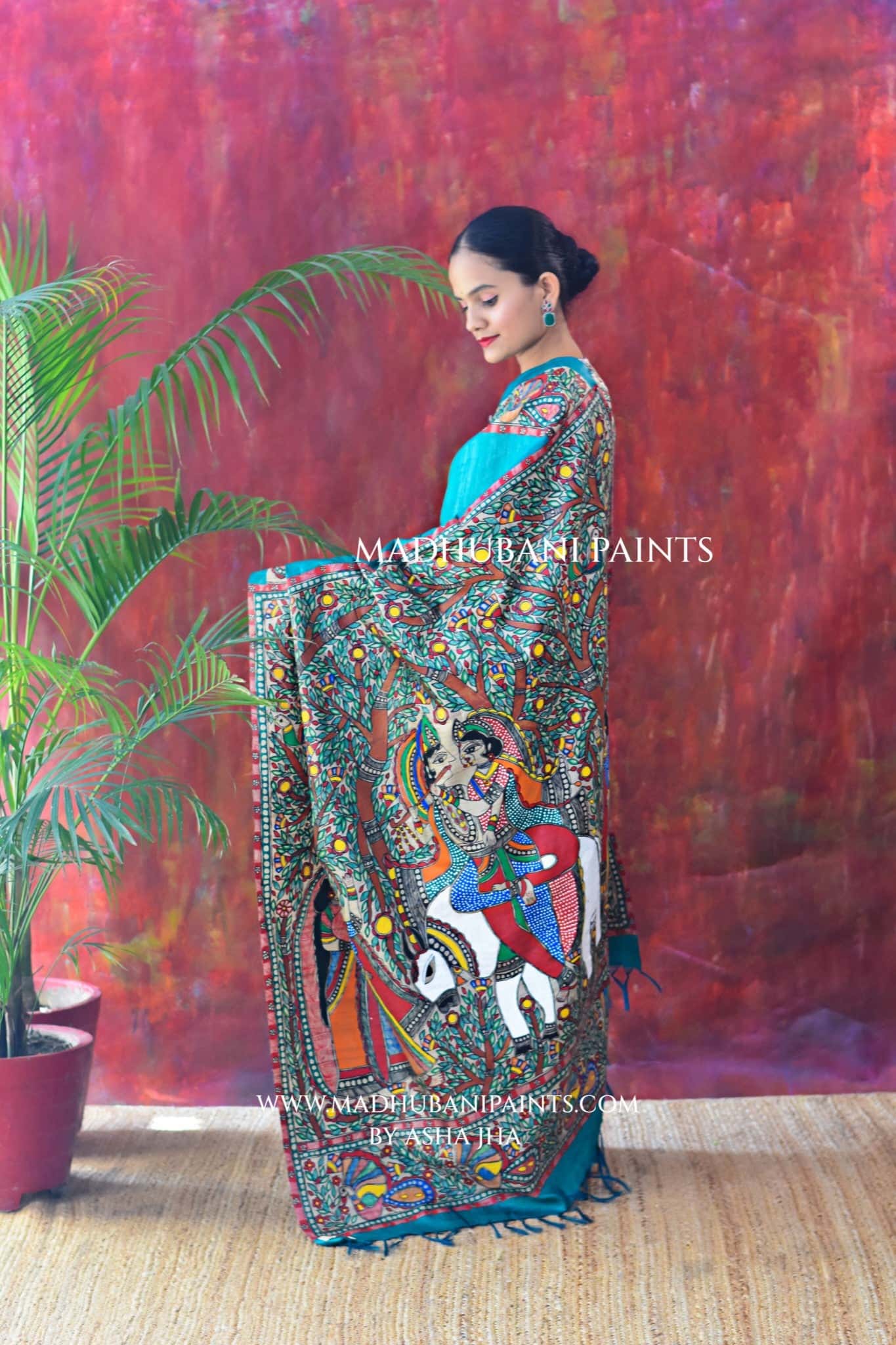 ANANDMAYI Hand-painted Madhubani Tussar Silk Saree — image 3 of 6