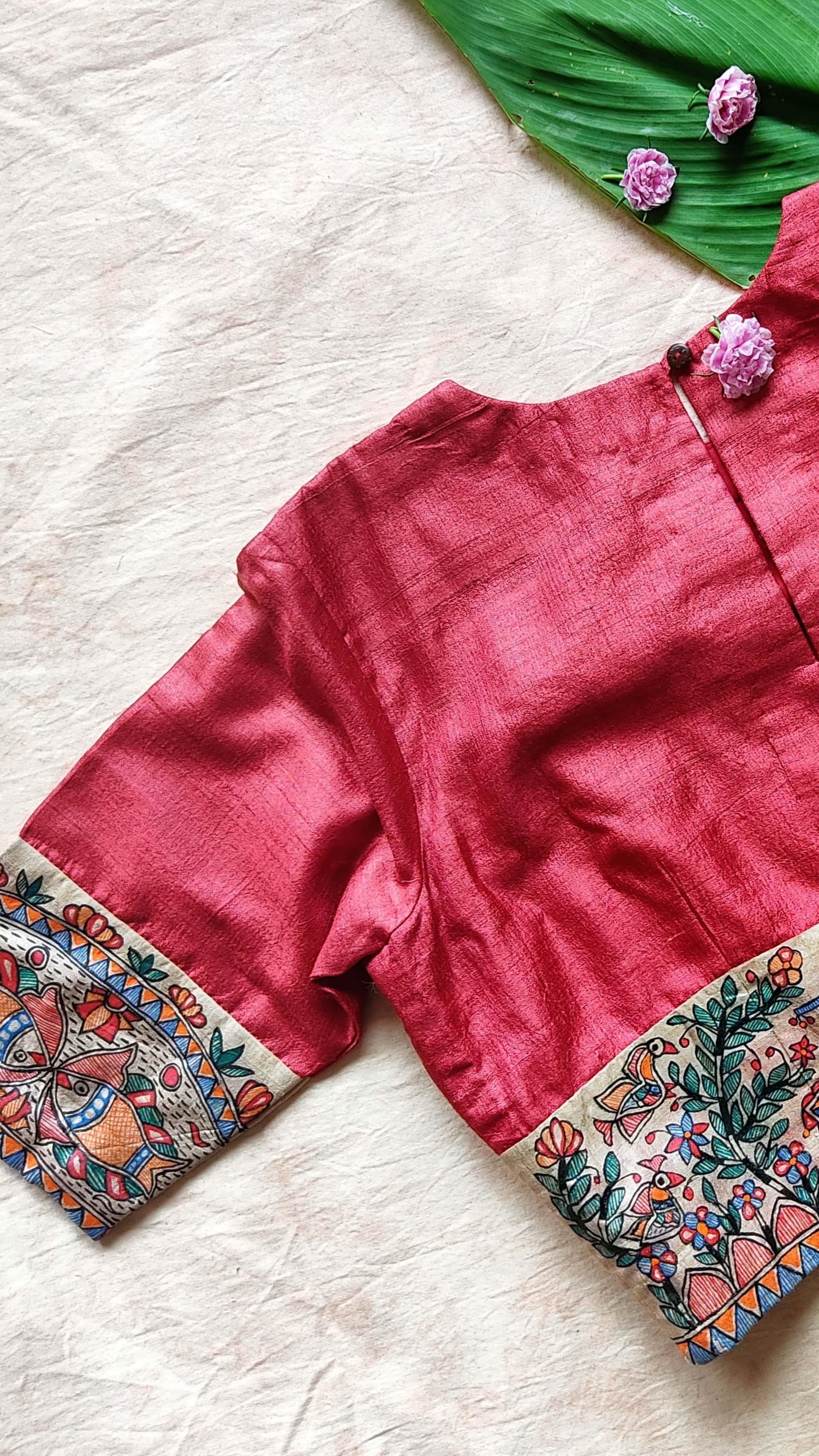 Handpainted 'Radha - Krishna' Madhubani Blouse — image 3 of 4