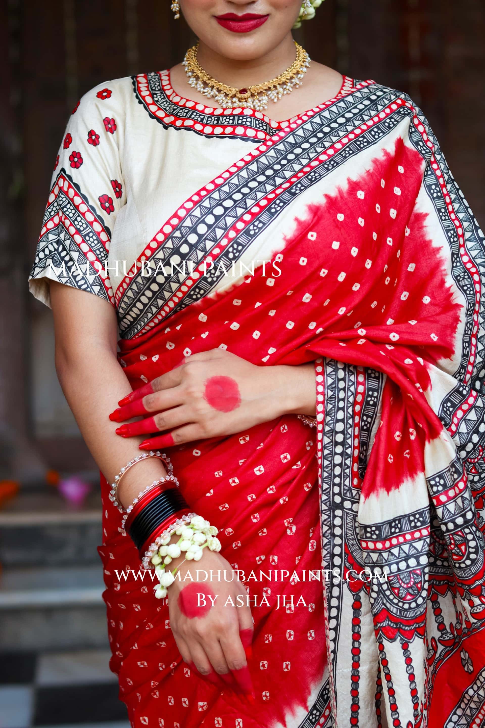 TRINETRA Handpainted Tussar Silk Madhubani Blouse — image 4 of 8