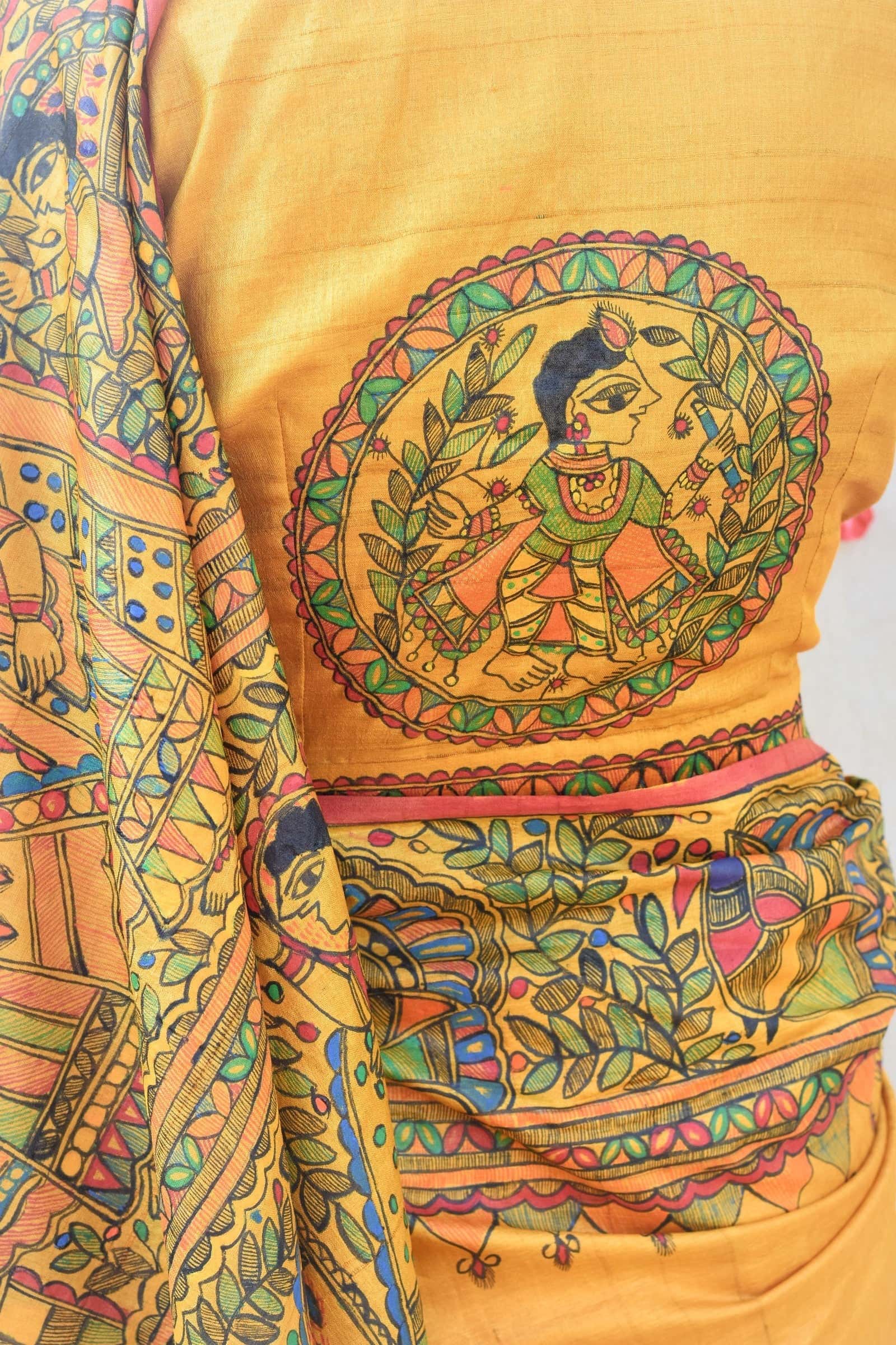 'RAMAYANA' Handpainted Madhubani Tussar Silk Blouse — image 3 of 4
