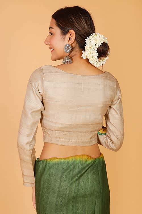 'Gopiyaan' Handpainted Madhubani  Tussar Silk Blouse — image 6 of 7