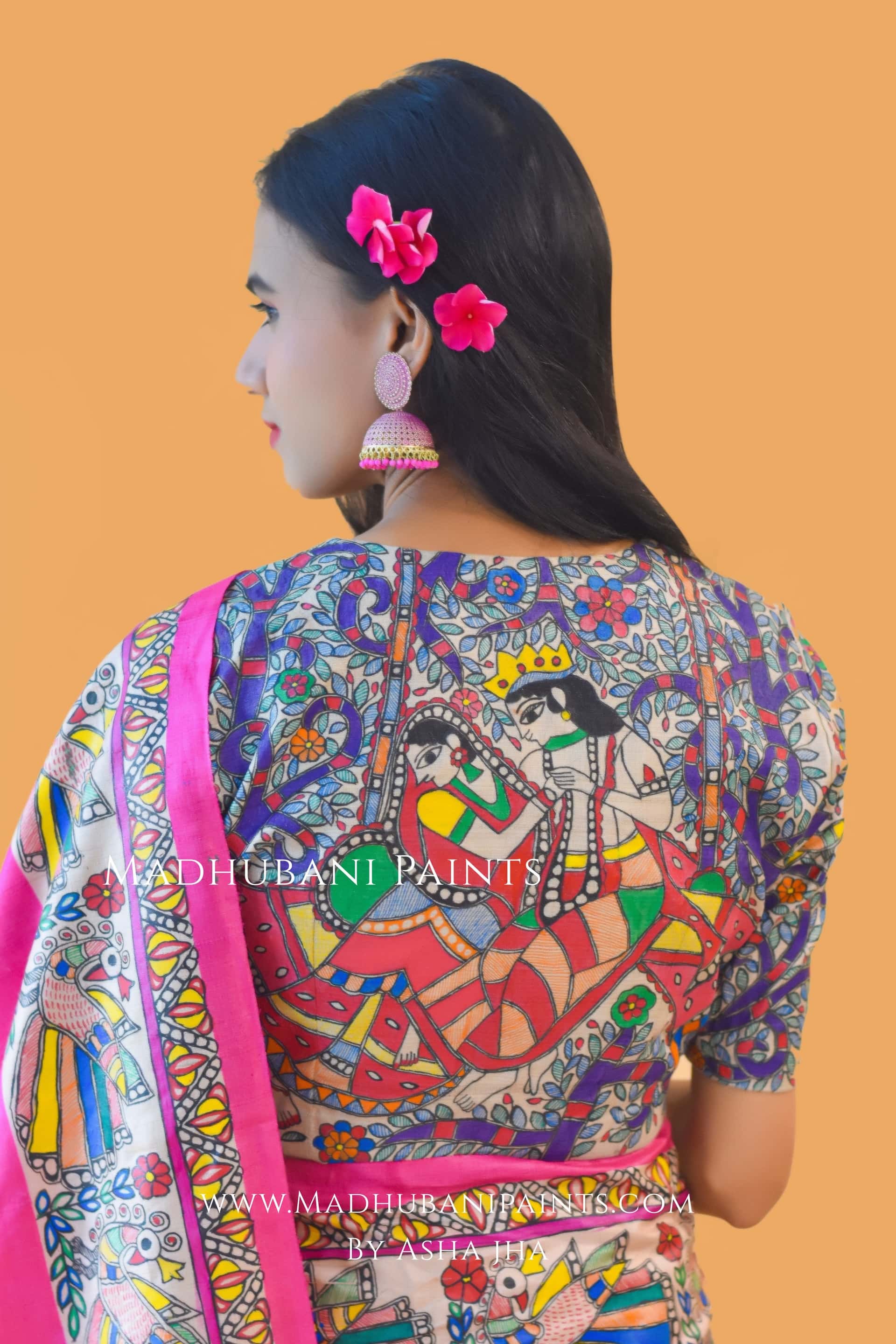 RAAS LEELA Hand-painted Madhubani Tussar Silk Blouse — image 5 of 6