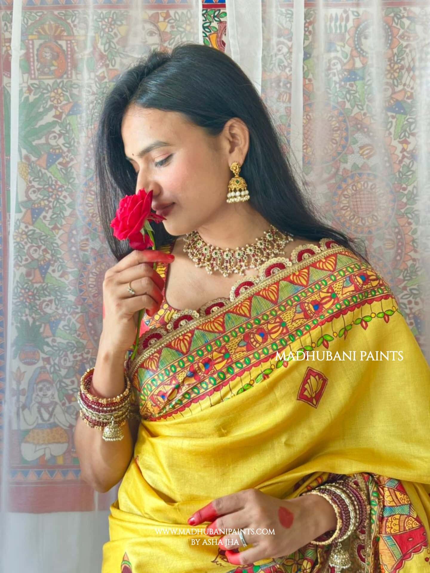MITHILA WEDDING Hand-painted Madhubani Tussar Silk Saree — image 11 of 12