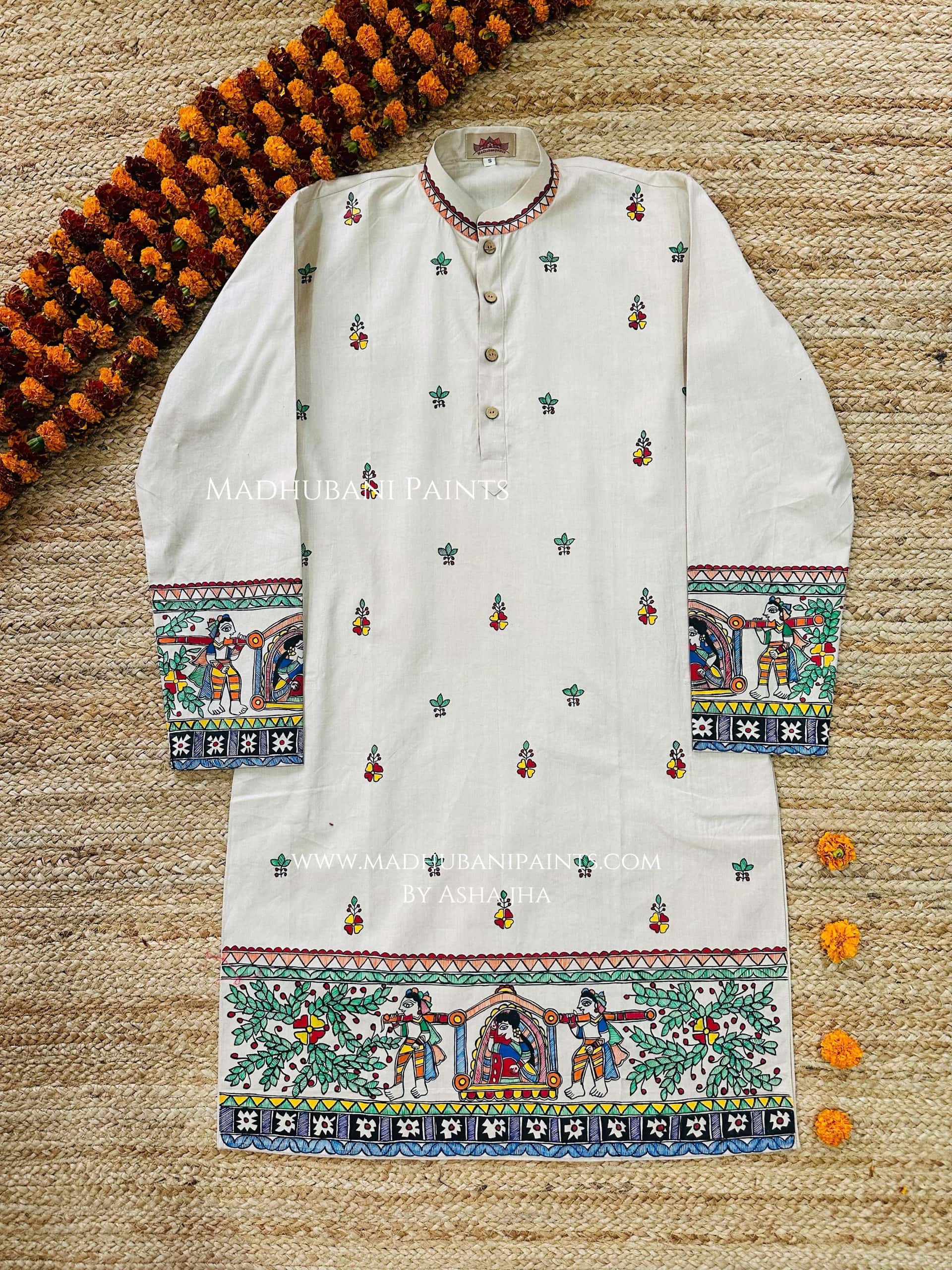 Doli Kahaar Hand-painted Handloom Men's Cotton Kurta — image 2 of 5
